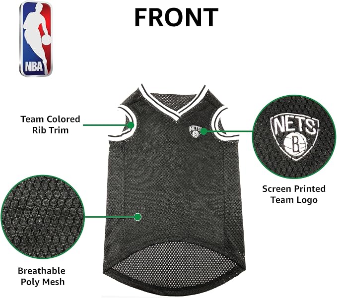 NBA PET Jersey Brooklyn NETS Basketball Dog Jersey, X-Small. Best Licensed Basketball Jersey for The Real Four-Legged Fan!