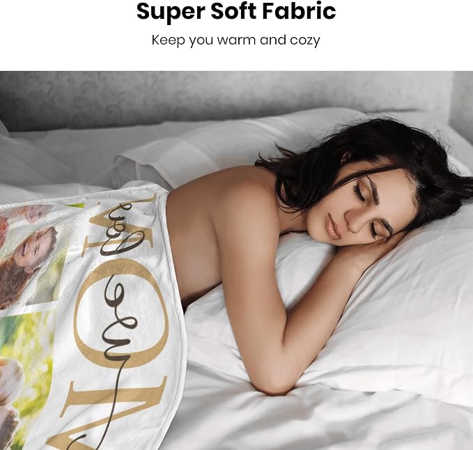 Custom Gifts for Mom from Daughter, Customized Blankets with Photos | Using My Own Photos Custom Memorial Gifts for Mother's Day Christmas Birthday, Dad, Friends, Couples, I Love You Mom
