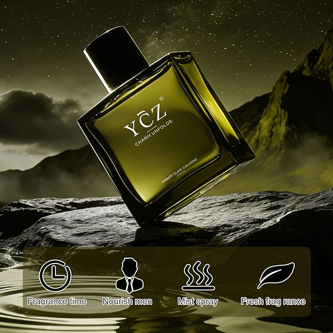 Ycz AMBER GLOW Cologne for Men Aromatic Citrus Fragrance with Bergamot, Crisp Apple & Warm Woody Notes, 1.7oz Eau de Parfum, Premium Men's Perfume for Office, Casual & Daily Wear