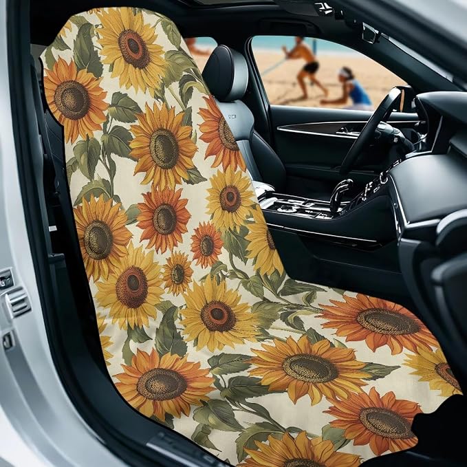 INSTANTARTS Sunflower Car Seat Cover Protector Sweat Towel Multi-Functional Car Towel Quick-Dry Car Seat Cover