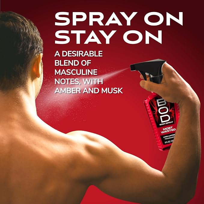 BOD man Fragrance Body Spray, Most Wanted, 8 fl oz (Pack of 2)