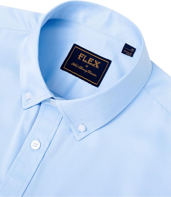 J.VER Men's Dress Shirts Solid Long Sleeve Stretch Wrinkle-Free Formal Shirt Business Casual Button Down Shirts