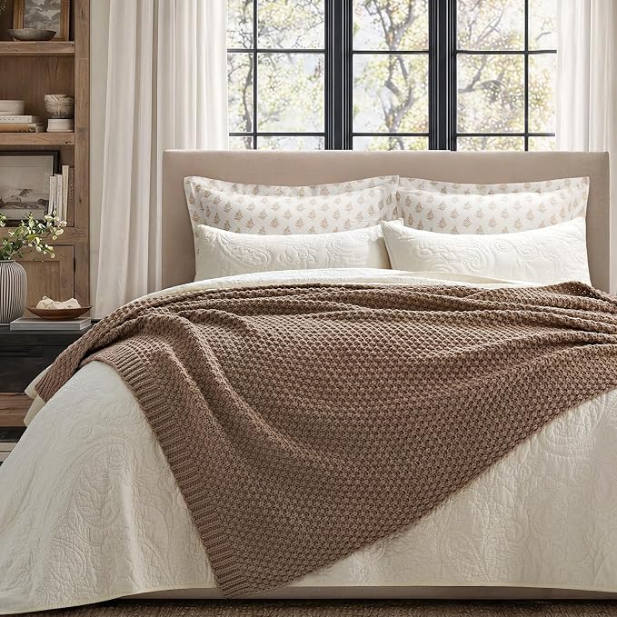 EVERGRACEHOME Chunky Chenille Knit Throw Blanket, 50 x 60, Rosewood | Sculpted Moss Stitch, Chic Modern Farmhouse, All-Season Warmth, OEKO-TEX® Certified, Elegant Blanket for Couch, Bed, Sofa