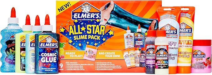 Elmer’s All-Star Slime Kit, Includes Liquid Glue Activator and Premade Slime, 9 Count - Perfect for Birthday Parties, Gift Idea, Kids Activity