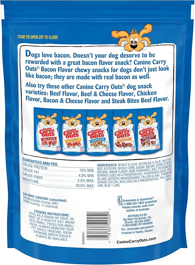 Canine Carry Outs Bacon Flavor Dog Treats, 22.5 Ounce Bag (Pack of 4)