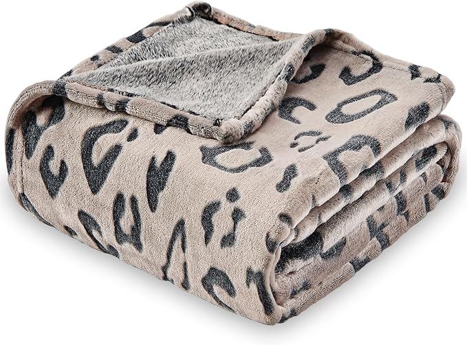 Leopard Print Throw Blanket, 60 x 80 Inches, Chocolate Leopard | Three-Dimensional Lightweight Super Soft Cozy Plush Flannel Fleece Blanket for Couch Bed