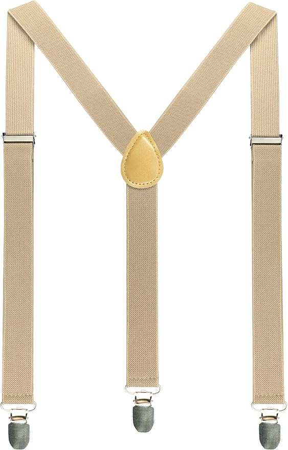JEMYGINS Solid Color Mens Suspender with 3 Strong Clips Adjustable Braces