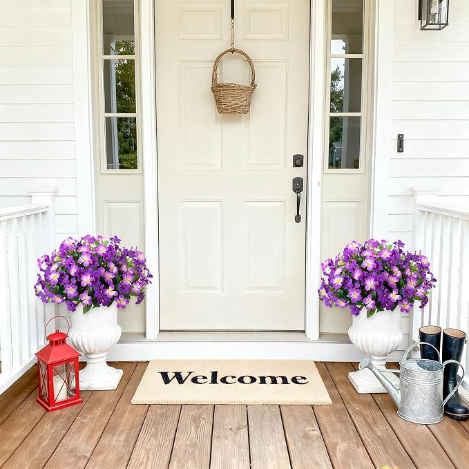 Fake Artificial Flowers for Outdoors 6 PCS Azalea Bouquet Silk Flowers for Outside UV Resistant Faux Flowers Plants for Outdoor Planters Realistic Spring Home Front Door Patio Garden Porch Decor