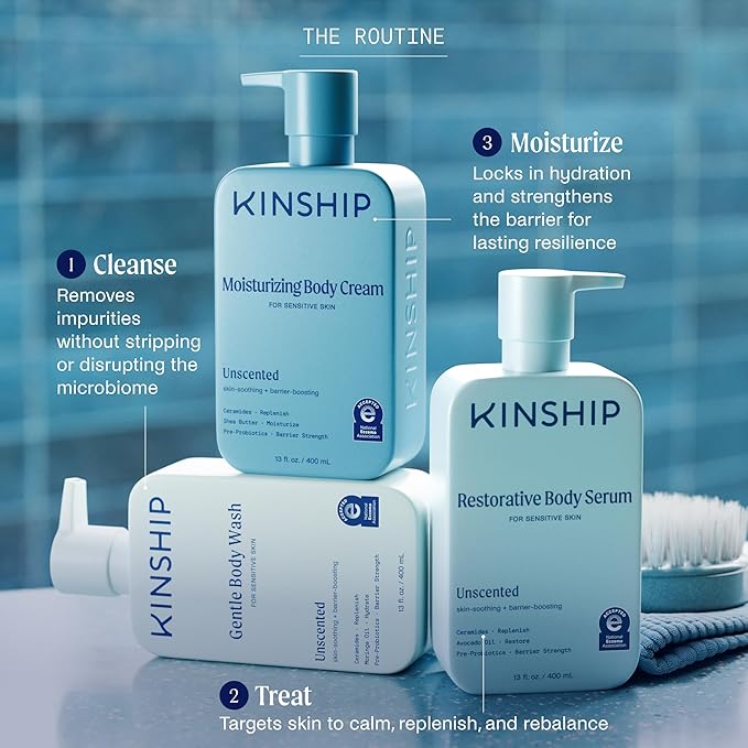 Kinship Gentle Moisturizing Body Lotion for Sensitive & Dry Skin | Eczema Relief Cream | Fragrance-Free Hydrating Cream | Shea Butter Unscented Lotion, 13 oz