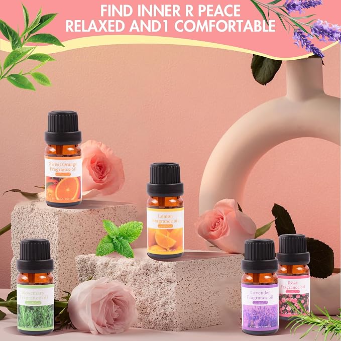 Essential Oils Set, 10x10mL Blends & Singles - Peppermint, Lavender, Tea Tree,for Aromatherapy, Diffusers, Home Care, Candle Making Scents, Skin & Humidifiers. Perfect Essential Oil Gift Set