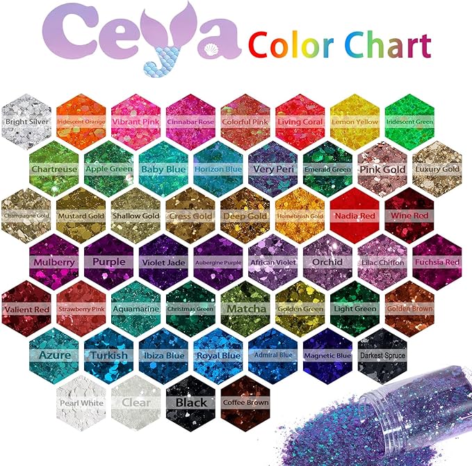 Ceya Chunky Glitter, 4.9oz/ 140g African Violet Craft Glitter Powder Mixed Fine Flakes Iridescent Nail Sequins for Nail Art, Hair, Epoxy Resin, Tumblers, Slime, Painting, Festival Decor