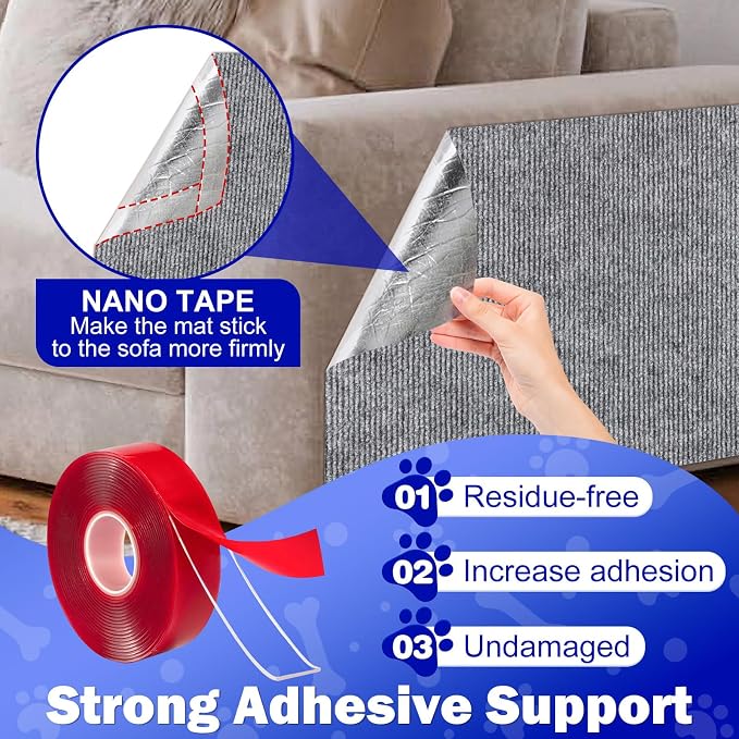 ENONCI 23.6x15.8 Cat Scratcher Mat, Self-Adhesive Cat Scratch Furniture Protector