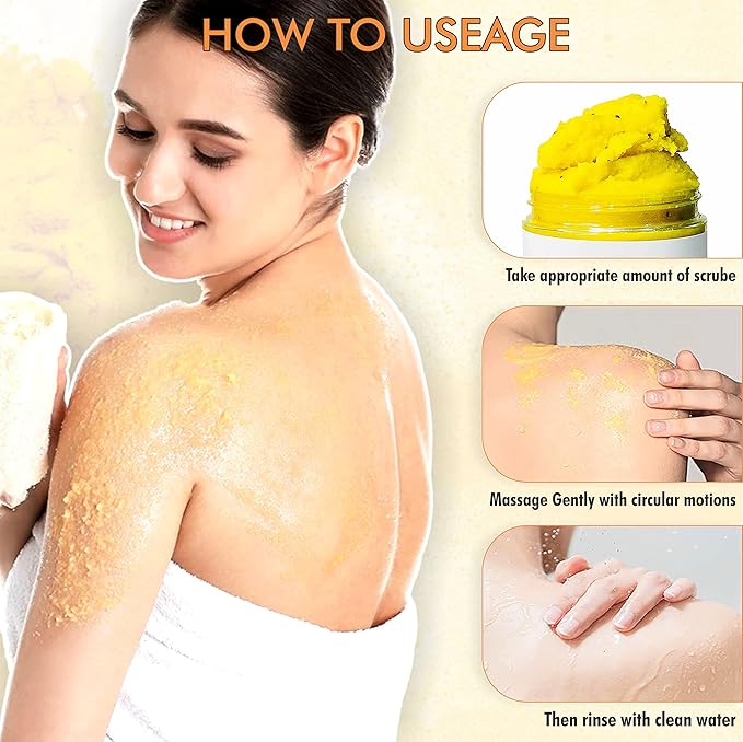 Turmeric Body Scrub for Smooth, Radiant-Looking Skin – Natural Exfoliating Sugar Scrub with Turmeric – Gentle Body Care for Dull, Uneven-Looking Skin – 10 oz – PureBellissimo