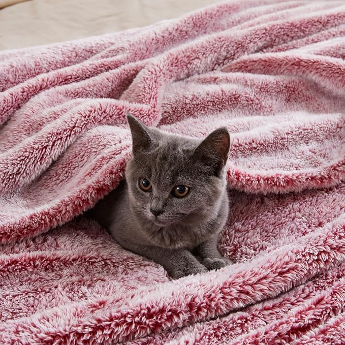 Exclusivo Mezcla Fuzzy Large Fleece Throw Blanket for Couch, Mixed Deep Red | 50x70 Inches, Super Soft and Cozy Throw, Plush Fluffy Blanket for Sofa, Bed, Bedroom, Home Decor, All Season