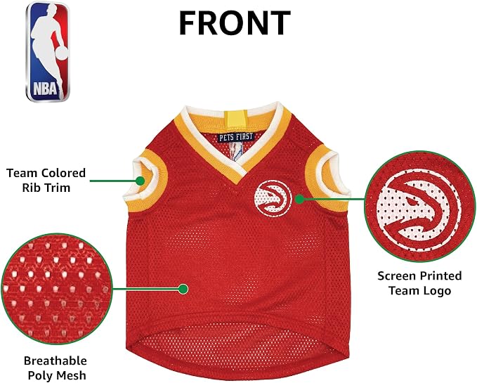 Pets First NBA Atlanta Hawks Dog Jersey, Small- Tank Top Basketball Pet Jersey