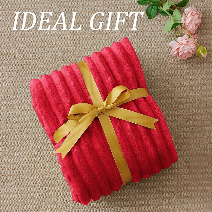 BEDELITE Ribbed Twin Blanket for Couch & Bed, Red, 60"x80" | Ultra-Soft Plush Fleece, Cozy, Warm Yet Lightweight, Ribbed Texture, Home Decor, Machine Washable, Giftable, All-Season Use