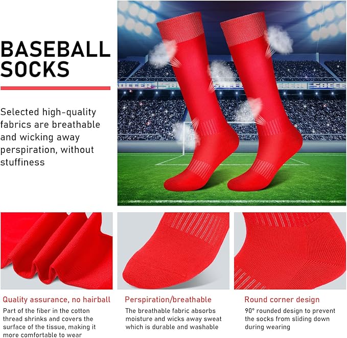 Zhanmai Baseball Belt and Socks Combo Adjustable Softball Socks and Elastic Waist Belt for Youth Boys Girls, Adult