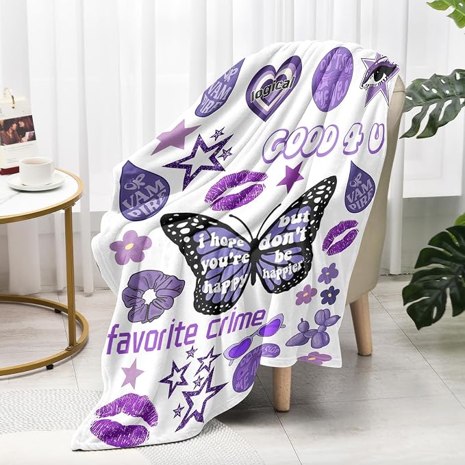50'' x 40'' Music Olivia Singer Throw Blanket, Gifts for Fans Women, Soft Blankets All Seasons, Plush Cozy Lightweight Flannel Quilts for Bedroom Sofa Couch Living Room Decoration