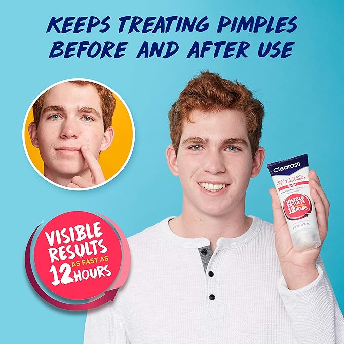 Clearasil Rapid Rescue Deep Treatment Acne FaceWash, Maximum Strength with 2% Salicylic Acid Acne Medication, AcneFacial Cleanser, 6.78 fl oz (Pack of 3)