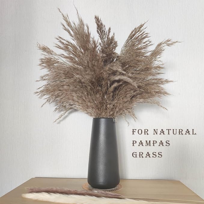 Simple Boho Ceramic Flower Vase for Home Decor (Matte Black,Super Big) | 10'' Modern Vase for Flower Plant Pampas Grass, Fit for Table Shelf Centerpieces, Living Room Kitchen Bedroom Wedding Gift