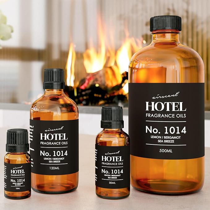 AirScent Hotel Diffuser Oil No. 1014 - Iconic 5-Star Hotel Blend - 120 mL | Lemon Bergamot Sea Breeze - Coastal Blend - Fragrance Oil for Ultrasonic and Waterless Diffusers and Crafting