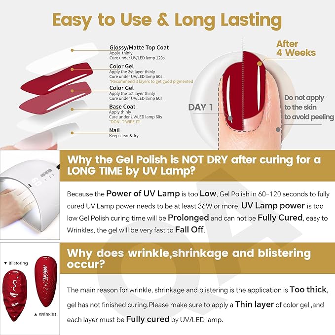 YTD Likomey Red Gel Nail Polish,15ml Salon Home DIY Manicure and Pedicure Fall Winter UV Soak Off Color Varnish,CS448