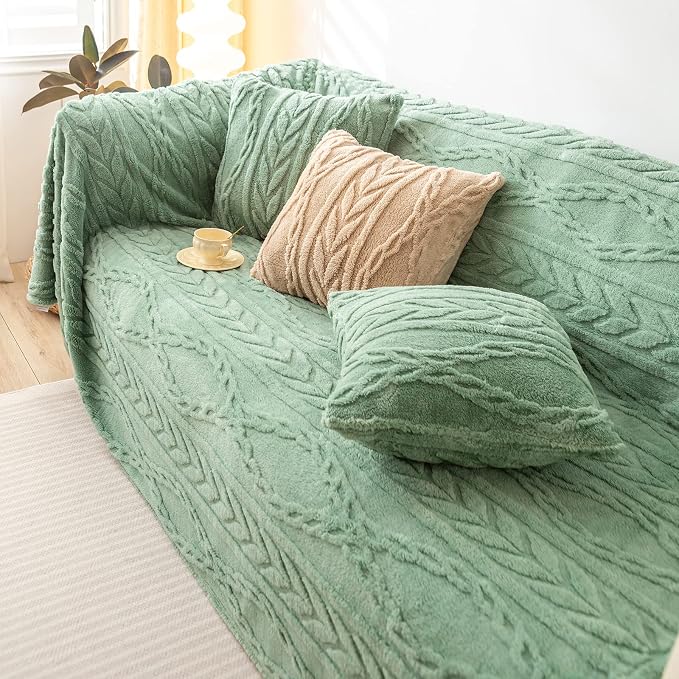 YUSOKI Sherpa Fleece Twin XL Size Blanket, Sage Green, 65"x90" | 3D Stylish Design,320GSM, Non-Shedding, Lightweight for All Season Use, stays fluffy after repeated washes, Perfect Gifts