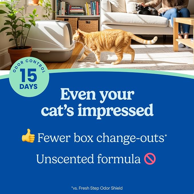 Fresh Step Advanced Ever Fresh Unscented Clumping Cat Litter, 16 lb., 2 Pk | Ultra Absorbent to Last Longer, Unscented, Lowest Dust Formula, Compatible with Most Auto Litter Boxes
