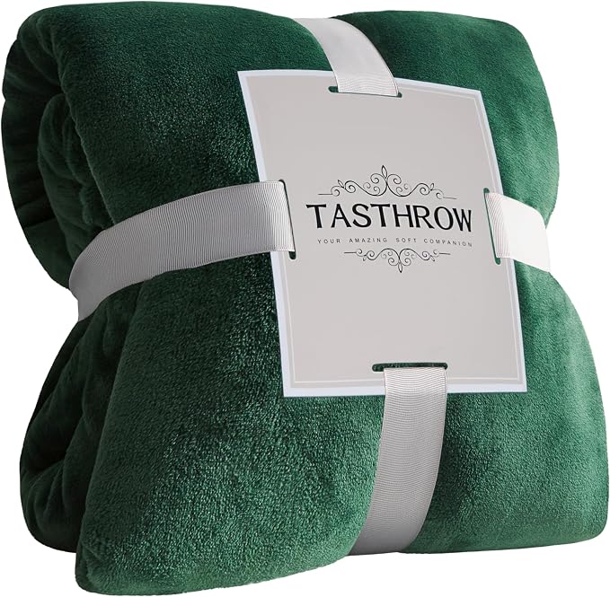 TASTHROW DarkGreen Throw Blanket 60x80 Inches | Soft Plush Cozy Fleece Flannel Throw Blanket, Lightweight Warm Throws for Bed, Couch, Bedroom and Living Room, All Seasons