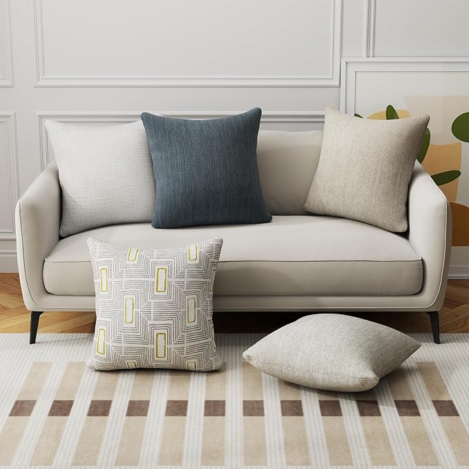 2 Pack Throw Pillows with Inserts Included 18×18 Linen Decorative Pillow Covers with Inserts for Sofa Living Room Home Office Car Home Decor (Light Gray)
