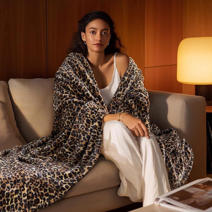 BEDELITE Fleece Blanket Soft Plush Throw for Couch Brown Leopard 50"x60" | Ultra Soft Fleece, Plush Microfiber, Lightweight Warmth, All Season Comfort, Cheetah Decor, Machine Washable, Couch Sofa Bed