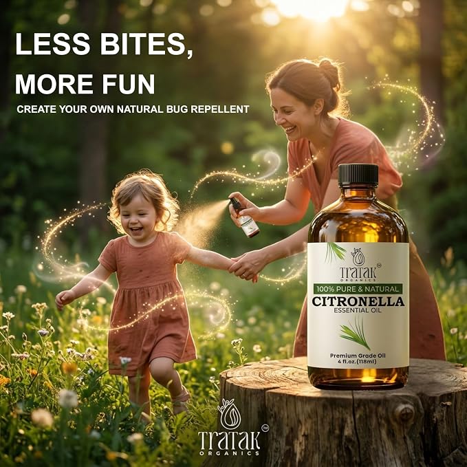 Citronella Essential Oil – 4 Fl Oz – 100% Pure and Natural Citronella Oil for Diffuser and Aromatherapy, Skin, Massage, Candle and Soap Making Fragrance - with Dropper