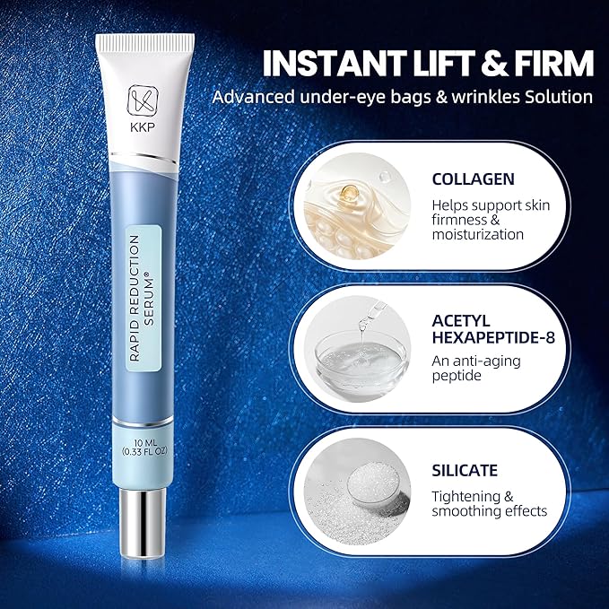KKP Rapid Reduction Eye Serum - Visibly Reduces Under-Eye Bags, Wrinkles, Dark Circles, Fine Lines & Crow's Feet Instantly, Anti Aging Wrinkle Remover for Face, 3 Full Size Tubes