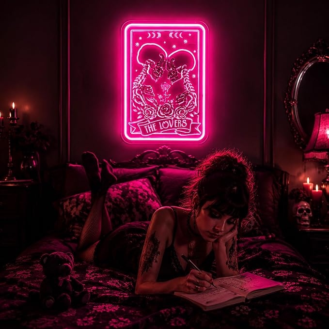 Neon Sign, Skull Neon Signs for Wall Decor LED Signs Neon Light | Skull Lover Neon Sign for Bedroom, Man Cave, Gaming Room, Home Decor, Skeleton Halloween Decor, Pink Decor, Gift, USB Powered