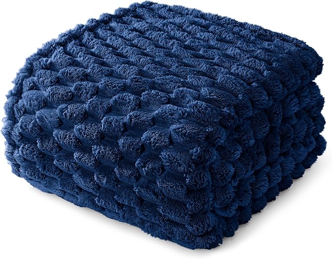 Whale Flotilla Soft Fleece Queen Size Bed Blanket 3D Jacquard, Navy Blue | Lightweight Breathable Coverlet Bedspread for All Seasons, Super Cozy Plush Fluffy Fuzzy Decorative Blanket for Bed, 90"x90"