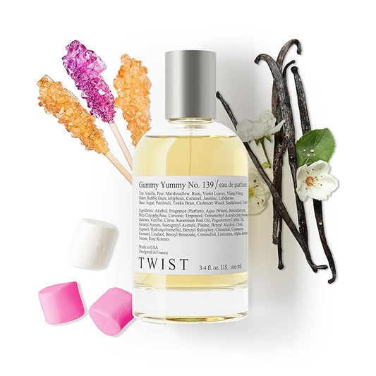Twist Gummy Yummy No. 139 - Inspired by Kayali's Vanilla Candy Rock Sugar 42, Long-Lasting Eau De Parfum for Women, Sugar & Vanilla Fragrance, Paraben-Free, Vegan, Clean – Spray 100 ml | 3.4 fl. oz.
