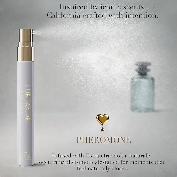 PUREAMOR Pheromone Perfume for Women, Tea Dreamer Extrait de Parfum – Fresh Amber Tea & Ginger Scent, Long Lasting Fragrance, 0.4 oz / 12 ml Travel Size