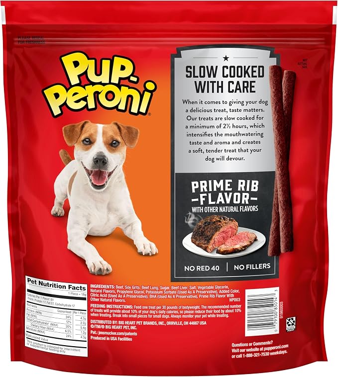 Pup-Peroni Prime Rib Flavor Dog Treats, 38 Oz. Bag (Pack of 4)