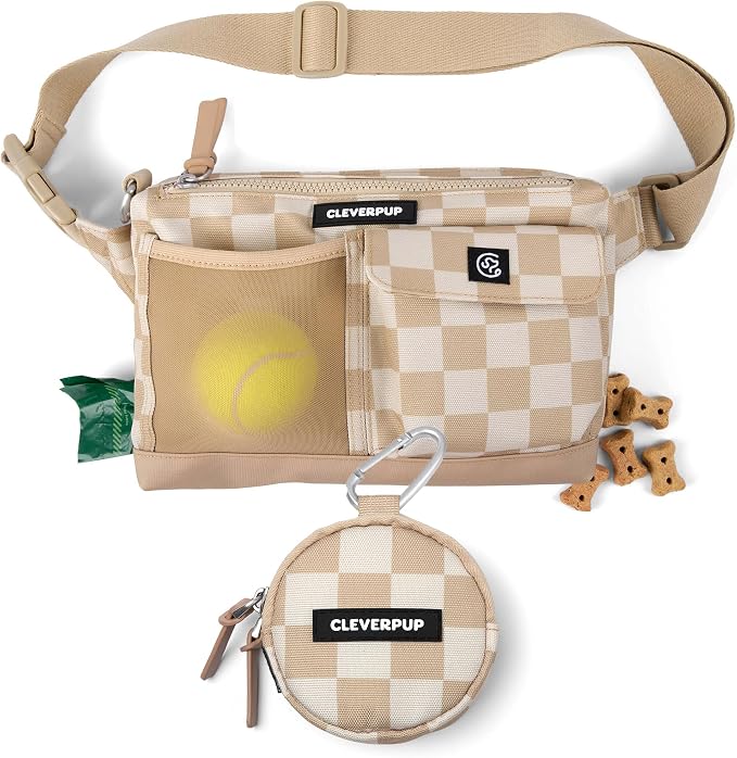 Cleverpup Training Sling & Snackpack Double Insulated Treat Pouch in Checkerboard