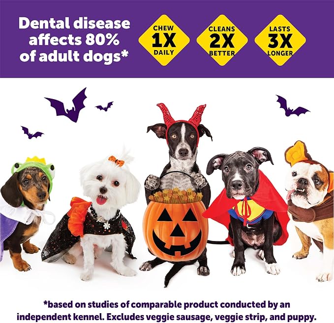 Wellness WHIMZEES Fall Natural Dog Dental Treat, Autumn Halloween Chews, Freshens Breath, Small Size, 6.3 oz Bag, 12 Count