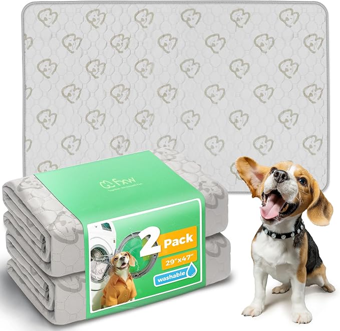 FXW Washable Pee Pads for Dogs, Super Absorbent, 29" x 47", 2 Packs | Machine washable, Non-slip backing