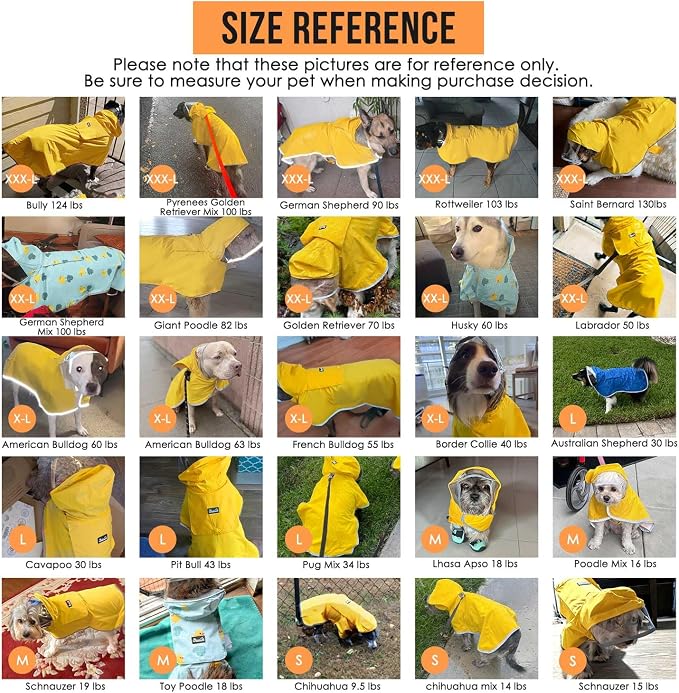 Lukovee Dog Raincoat, Waterproof Rain Jacket, Clear Hood & Reflective Rim | Easy On Off Adjustable Straps, Leash Hole, Soft Mesh Lining, Storage Pocket, Poncho for Small Medium Large Dogs (Yellow, S)
