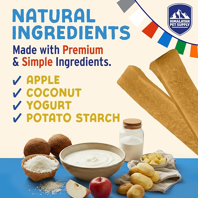 Himalayan Dog Chew Yogurt Sticks, Probiotic Treats, Apple Honey, 5 Treats | Dog Chews With Prebiotics, Probiotics & Protein, Digestive Support, Lactose & Gluten Free, Natural Dog Treats for All Breeds