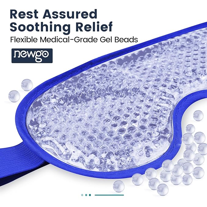 NEWGO Cooling Eye Mask for Puffy Eyes, Cold Eye Mask Eye Ice Pack for After Eyes Surgery, Tension Stress Relief, Itchy Eyes, Headaches, Dark Circles - Navy Blue