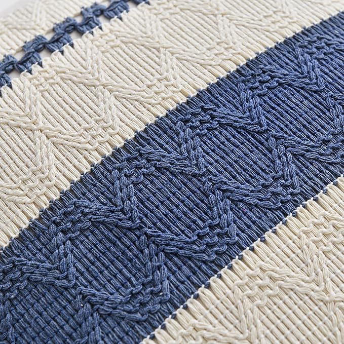 Fancy Homi Set of 1 Dusty Blue Vintage Decorative Throw Pillow Covers 22x22 Inch for Couch Bed Sofa Chair Bedroom, Rustic Retro Square Cushion Case, Modern Farmhouse Boho Living Room Decor Indoors