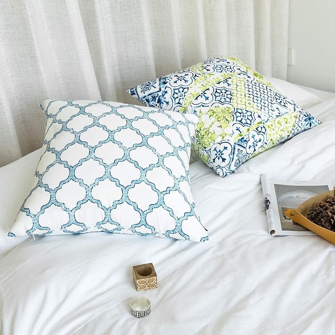 Phantoscope New Living Blue&Green Decorative Throw Pillow Case Cushion Cover 20" x 20" 50 x 50 cm Set of 4