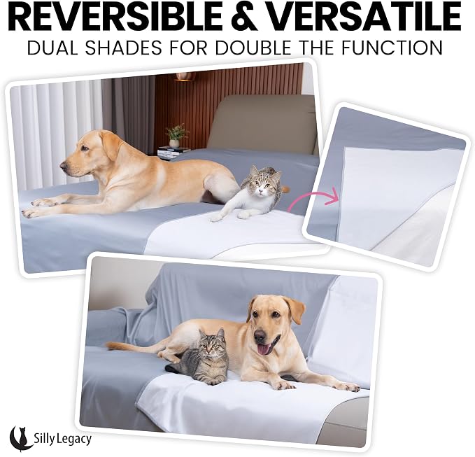 Thin Reversible Waterproof Protective Bed Cover (King Size, 100 x 96 inch), for Pets, Babies; Incontinence, Dirt, Drool