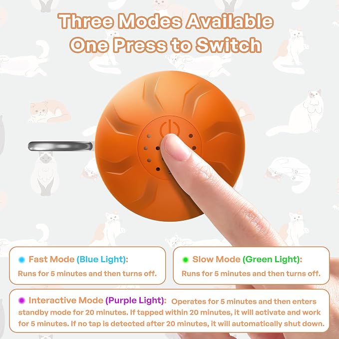 Automatic Cat Ball Toy,Self-Moving Interactive Cat Toy with Bird Chirping Sounds,3 Play Modes,USB-C Rechargeable – Electronic Cat Toys for Indoor Cats & Essential Pet Cat Supplies