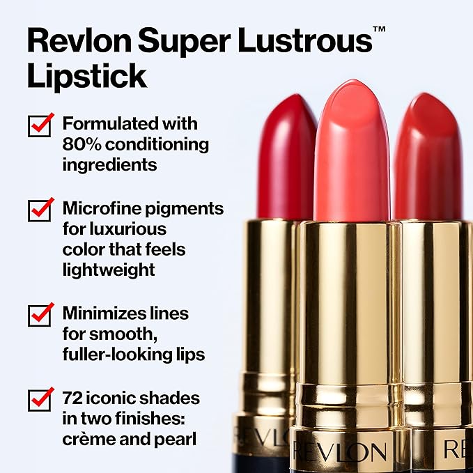 Revlon Super Lustrous Lipstick, Creamy Formula For Soft, Fuller-Looking Lips, Moisturized Feel, 030 Pink Pearl, 0.15 oz