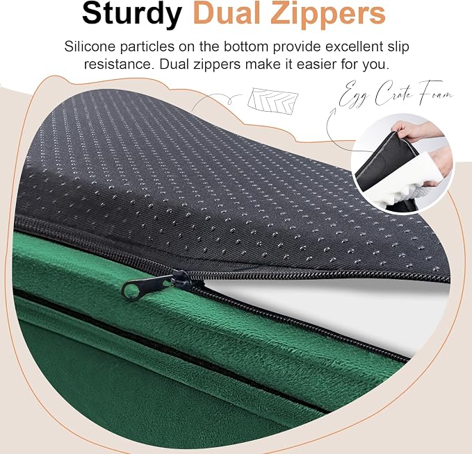 Orthopedic Dog Bed for Large Dogs, 36 x 27 Inch, Emerald | Egg crate foam for joint support, 3-sided bolster pet sofa, waterproof lining, washable cover, and non-skid base